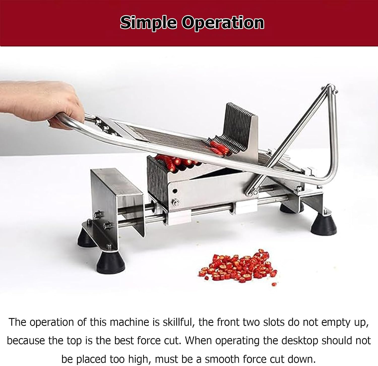Manual Vegetable Chopper Machine,Chili Dedicated Cutting Tool with Stainless Steel Blade,Multi Functional Food Processor Chopper for Home Kitchen Commercial
