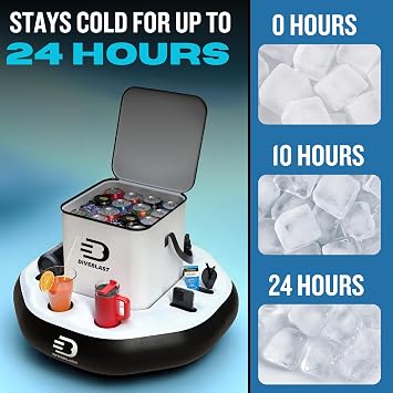 Floating Cooler for Pool, Lake, River and Kayak, Holds 24 Cans, Insulated
