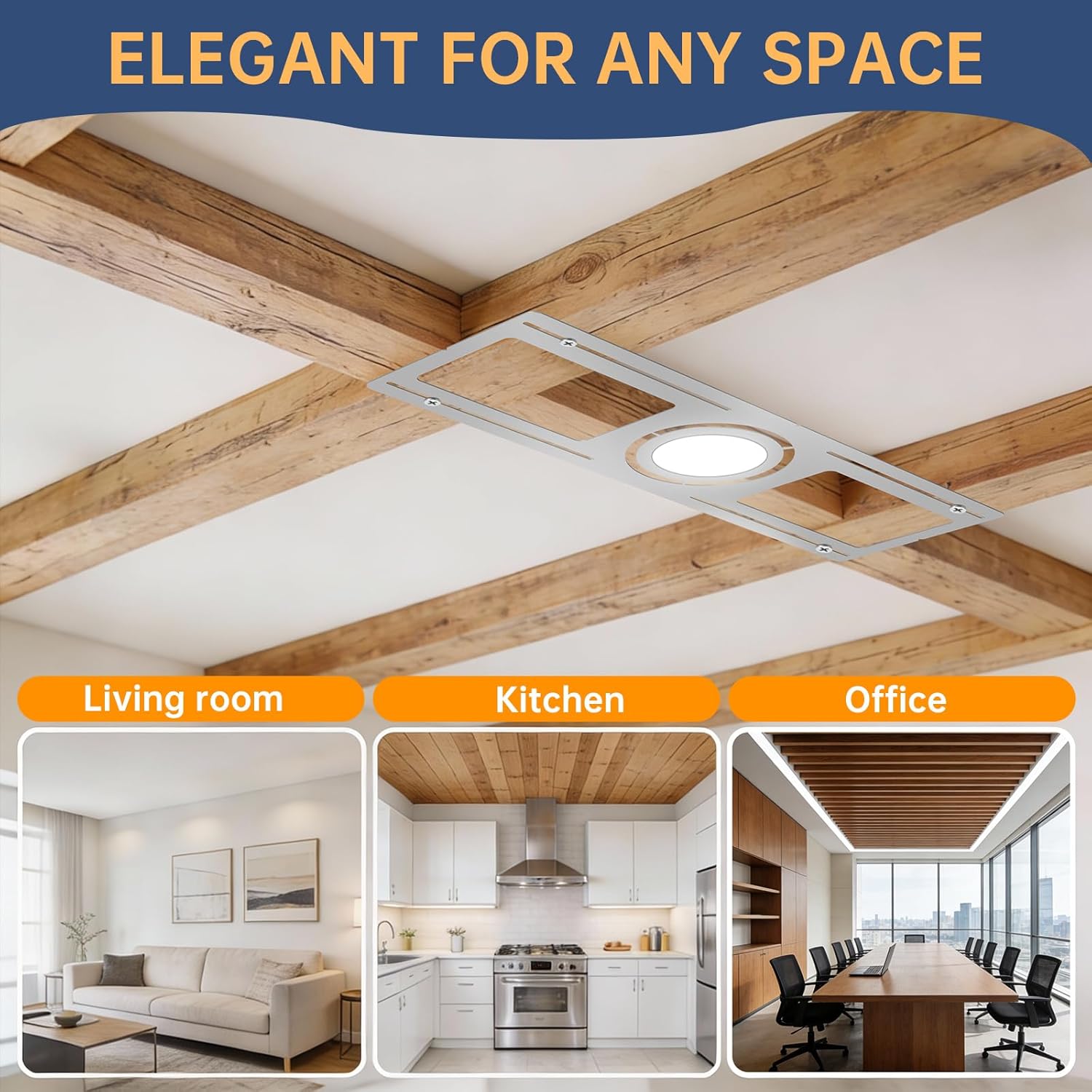 24 PCS New Construction Mounting Plate with Symmetric Round Hole for 3/4/6" LED Downlight,Adjustable Panel for Wafer Light Bracket LED recessed Light Bracket,Shallow Recessed Lighting Housing Plate