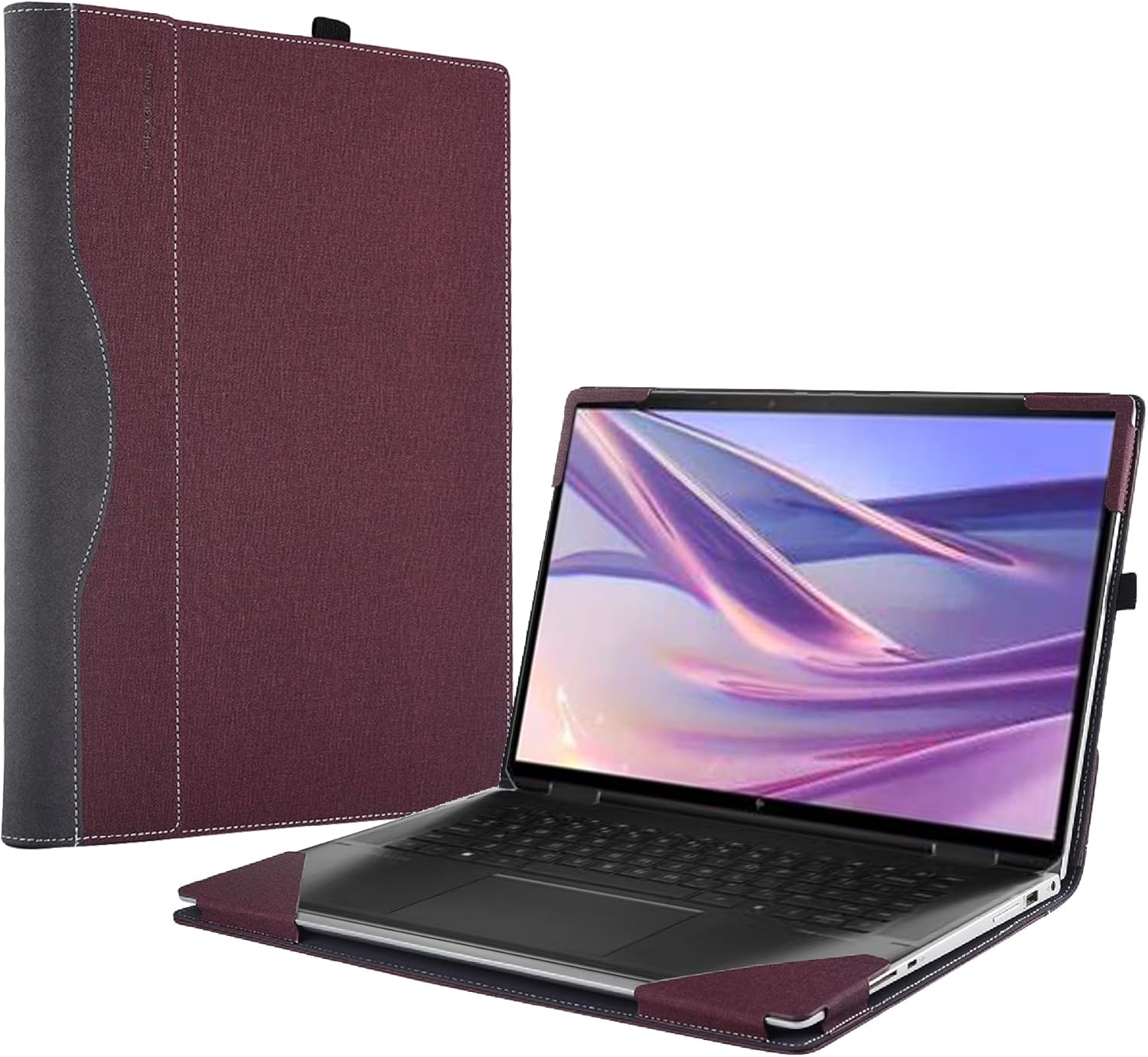 Laptop Case Cover for Hp Spectre X360 16" 16-f / 16t-f 2023 2022 [Do Check Model] Notebook Sleeve Computer Bag Protective PU Leather Shell with Pen Holder (red Wine)