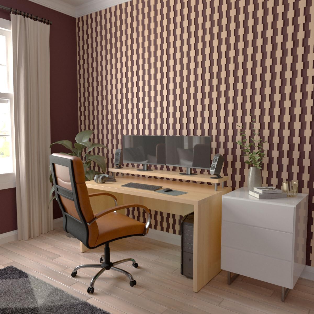 Ekena Millwork 94"H x 1/4"T Midland Adjustable Wood Decorative Slat Wall Panel Kit, Alder (contains 29 Slats + 1 Straight Edge Starter Slat)