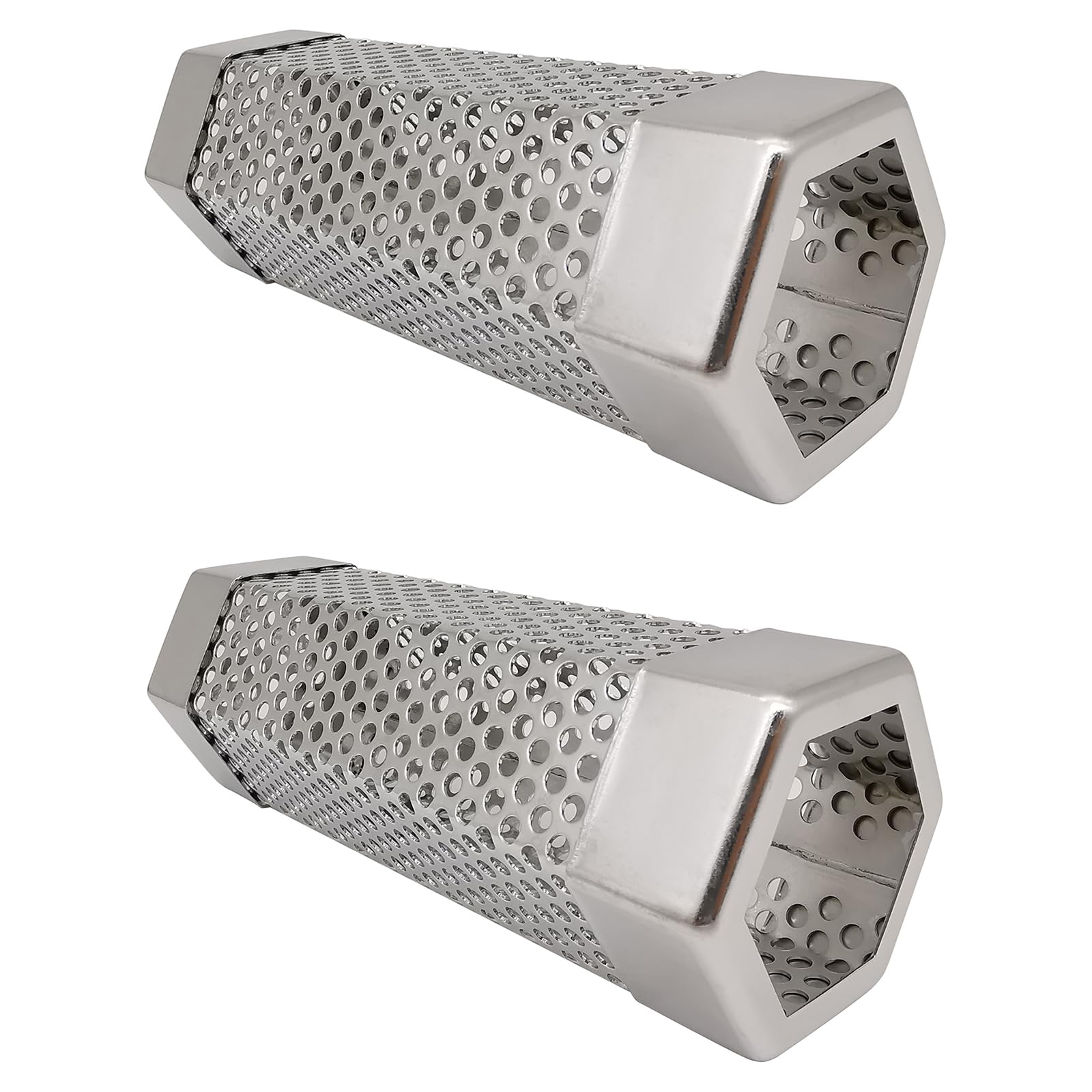 Caja de tubo de humo para parrilla de pellets, tubo generador de ahumador frío de acero inoxidable 304, 2.5 horas de ahumado en caliente o frío, hexagonal de 6 pulgadas, paquete de 2