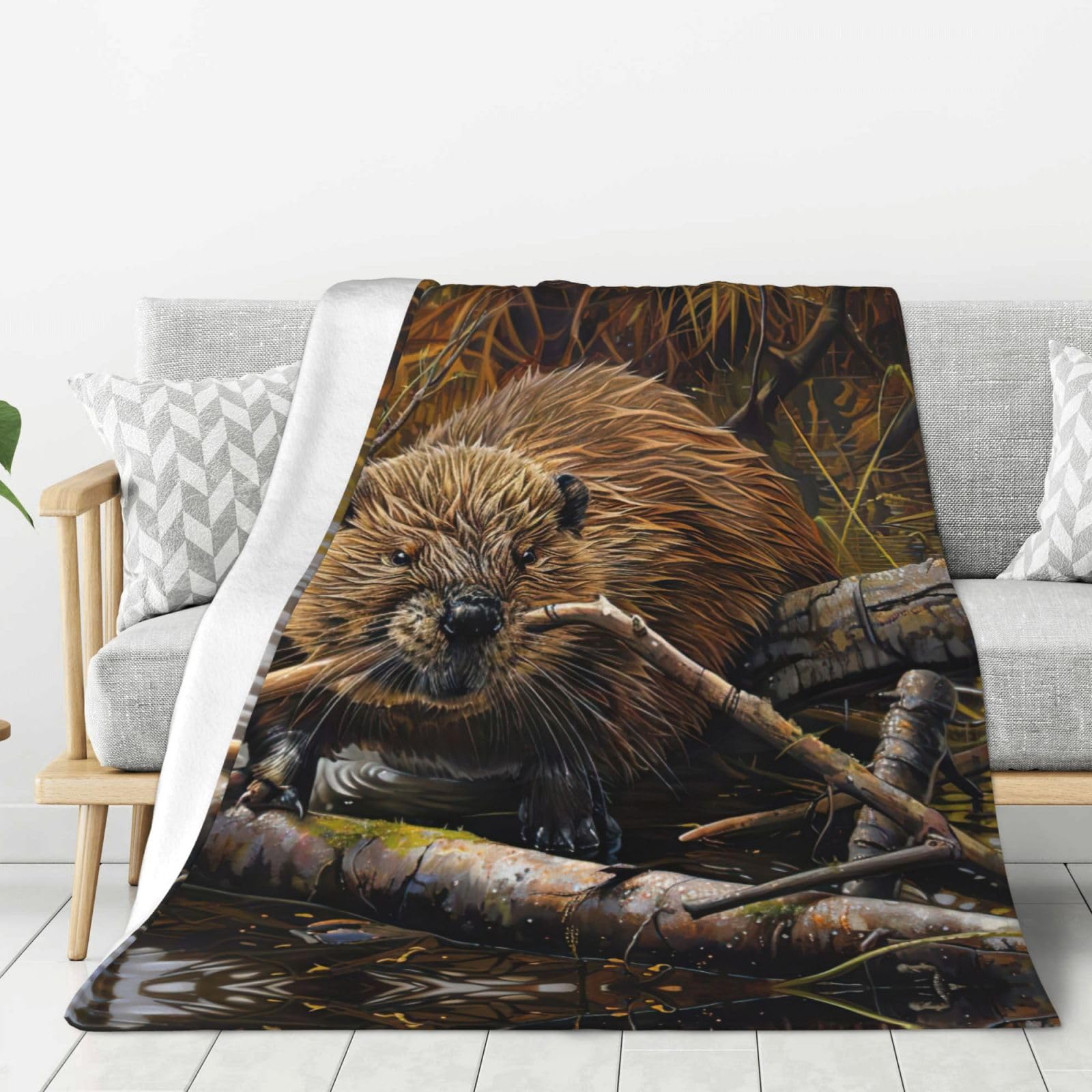 Couverture flanelle castor contre le froid sur votre lit ou canapé