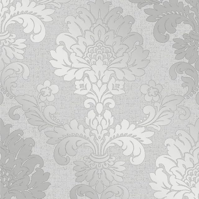 Fine Décor FD41965 Quartz Damask Wallpaper, Silver