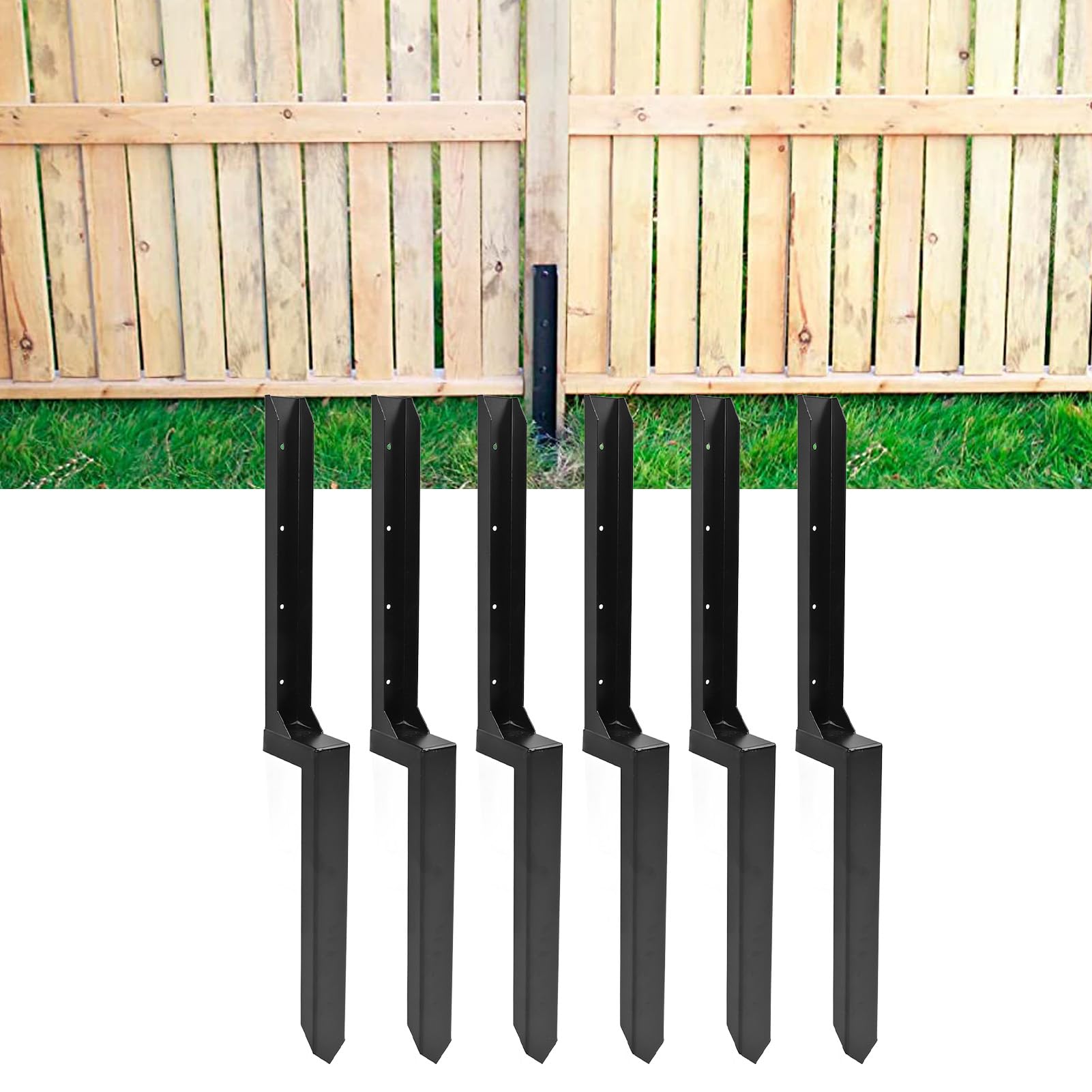Kit de la Cerca de Acero Servicio Pesado, la Cerca en Forma H Picos con Soporte 3D, para Reparar una Valla Madera Rota Inclinada, Instalaci¨®n F¨¢cil (6 Paquetes)