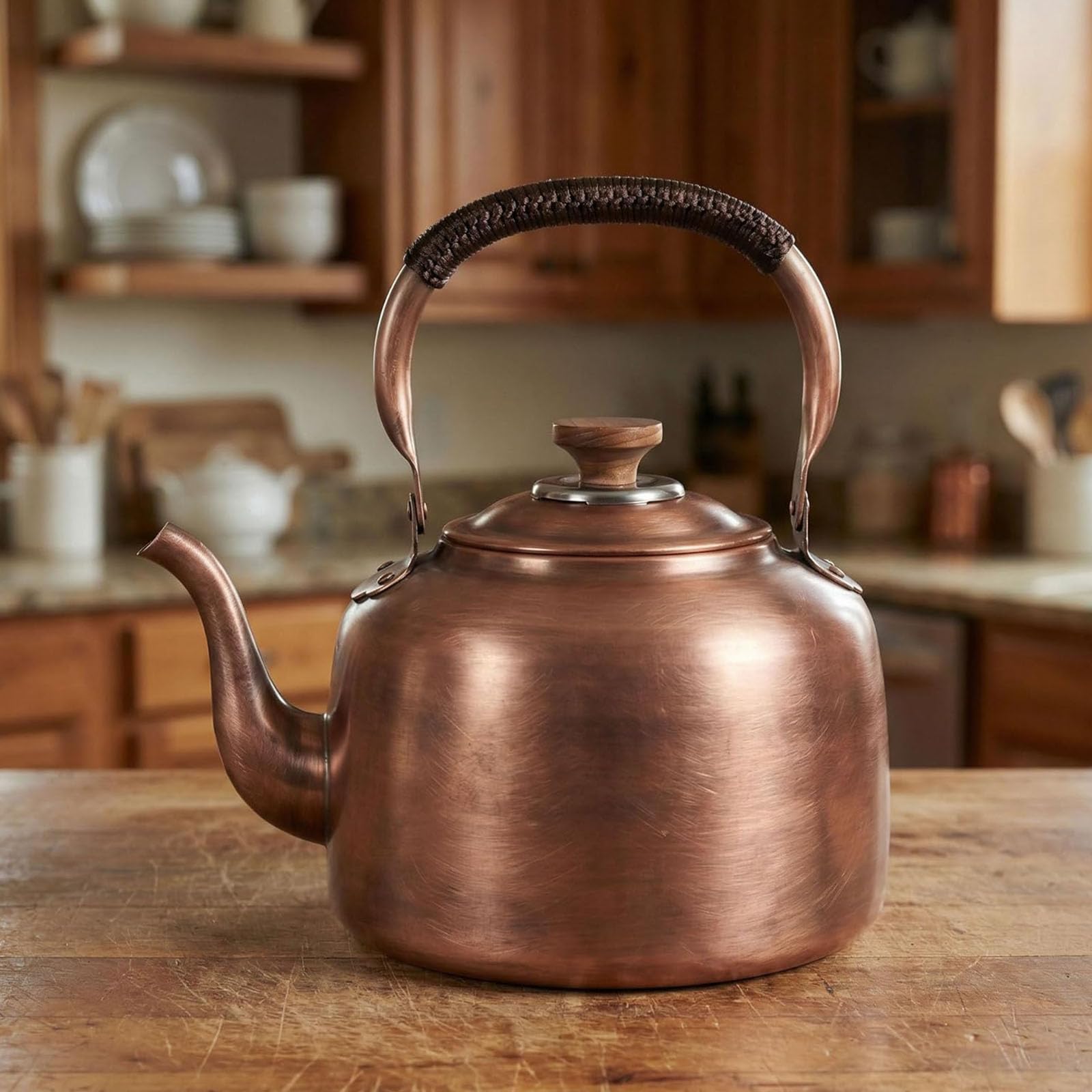 Gwiżdżący czajniczek, miedź premium, pojemność 3 l, design vintage, ergonomiczny uchwyt, kompatybilny z kuchenkami indukcyjnymi, kuchenkami elektrycznymi, zakresami gazowymi