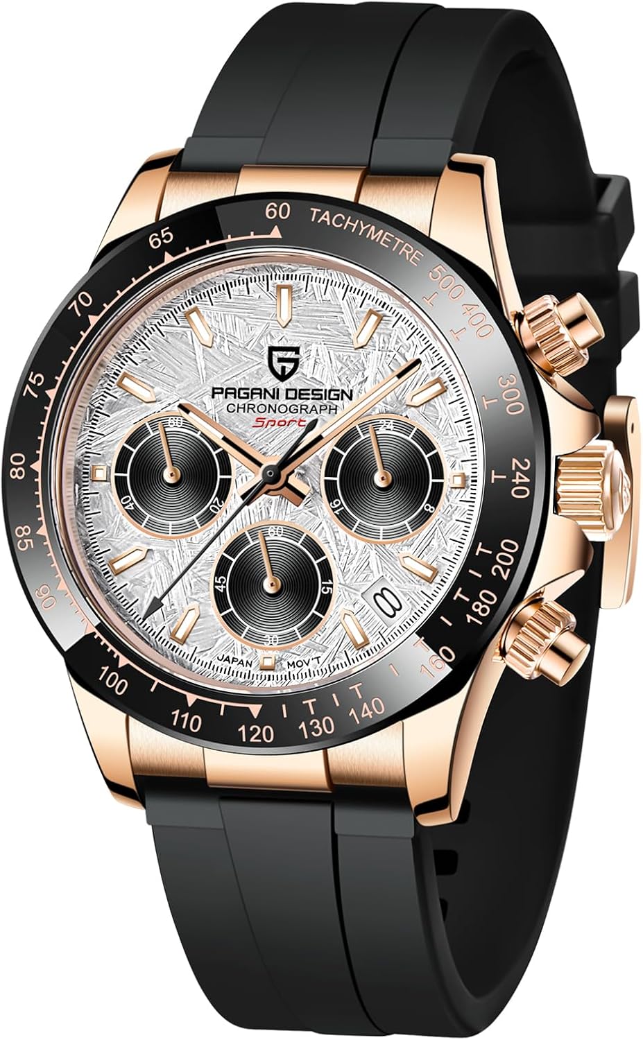 CEYADG Pagani Design Watches for Men Daytona Homage Quartz Chronograph Watch Japan VK63 Movement Ceramic Bezel Screw Down Crown Waterproof Sport Rubber Strap Mens Watches