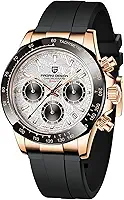 Relógio masculino CEYADG Pagani Design com movimento de quartzo japonês, pulseira de borracha preta, mostrador prateado/preto/dourado pd1664