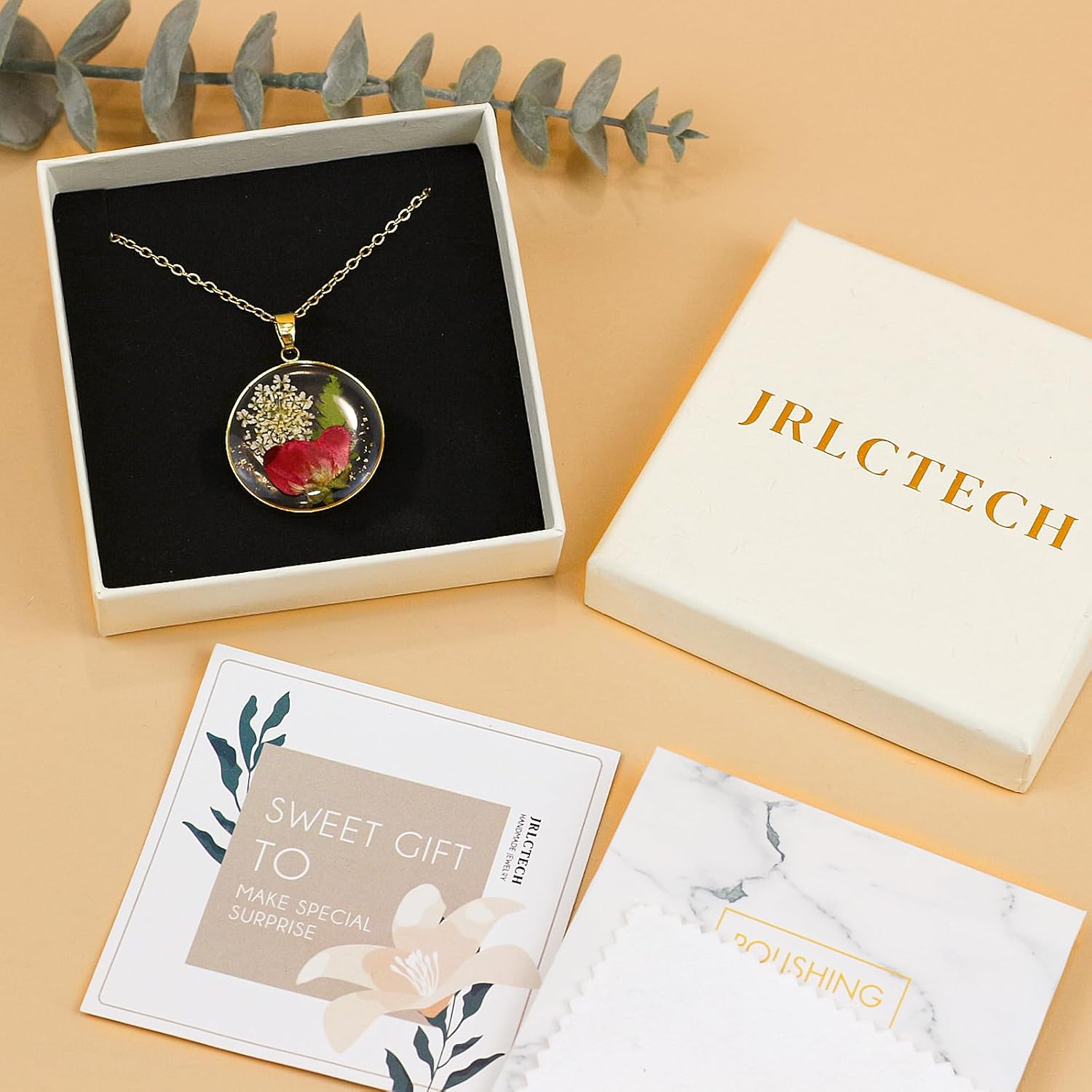 Birth Flower Necklaces for Women, Birth Month Carnation Pressed Flower Necklace, Handmade Resin Flower Pendant, Personalized Jewelry for Women Birthday Gift 18'' - Image 3