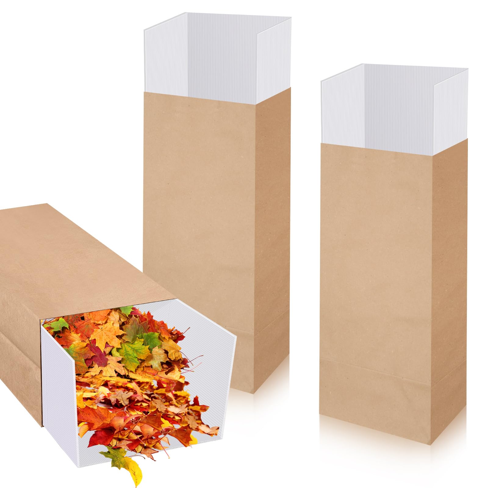 Tioncy 2 soportes para bolsas de hojas de papel para césped y hojas, soporte reutilizable para bolsas de césped, fácil de doblar, para recoger hojas, barrer y recoger desechos del patio