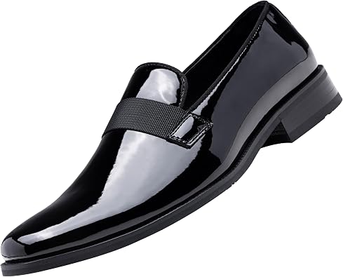 Jousen Mens Tuxedo Shoes Black Dress Shoes for Men Business Formal Mens Loafers Slip On