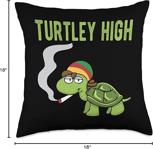 Miniatura 4 de BCC Weed Smoking Shirts Marihuana Stoner Regalos Weed Smoking Turtle Turtley High THC CBD Marihuana Stoner Throw Pillow, 18 x 18, Multicolor