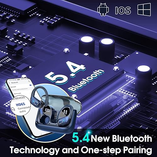 Miniatura 5 de Auriculares inalámbricos 75 horas Bluetooth 5.4 para deporte, auriculares Bluetooth 2025 con graves profundos, cancelación de ruido con micrófono,