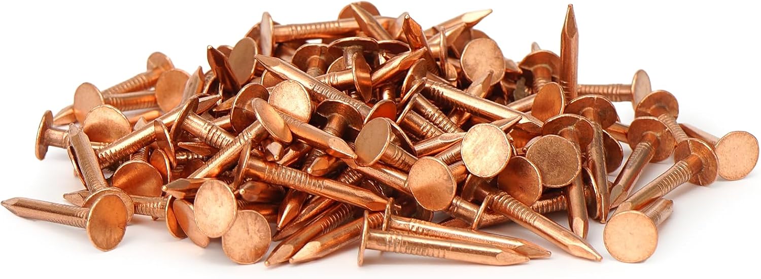 1 Inch Copper Nails, 125Pcs, 99.9% Pure Copper Nail for Roofing Finish, Furniture, Boat, Stump Remover, Industry, DIY