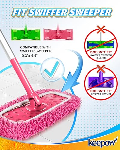 Miniatura 10 de KEEPOW Almohadillas reutilizables para trapeador Swiffer Sweeper paños de barrido secos repuestos de tela de trapeador húmedo de microfibra lavable