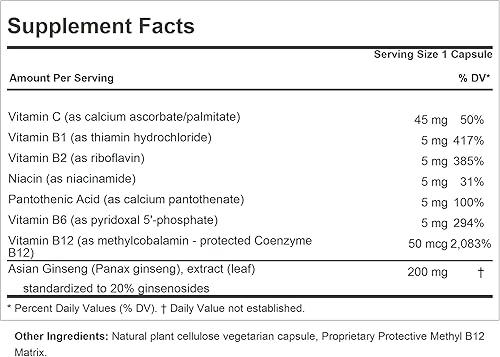 Miniatura 2 de ANDREW LESSMAN Ginseng 200mg - 60 Cápsulas - Extracto estandarizado para apoyar el bienestar. Adaptógeno, combate la fatiga y el estrés. Cápsulas