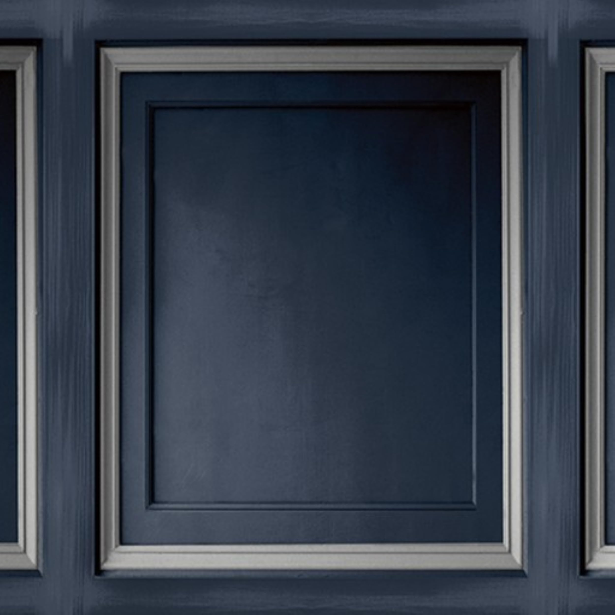 Grandeco Navy Blue Silver Distressed Gilded Wood Panel Wallpaper,