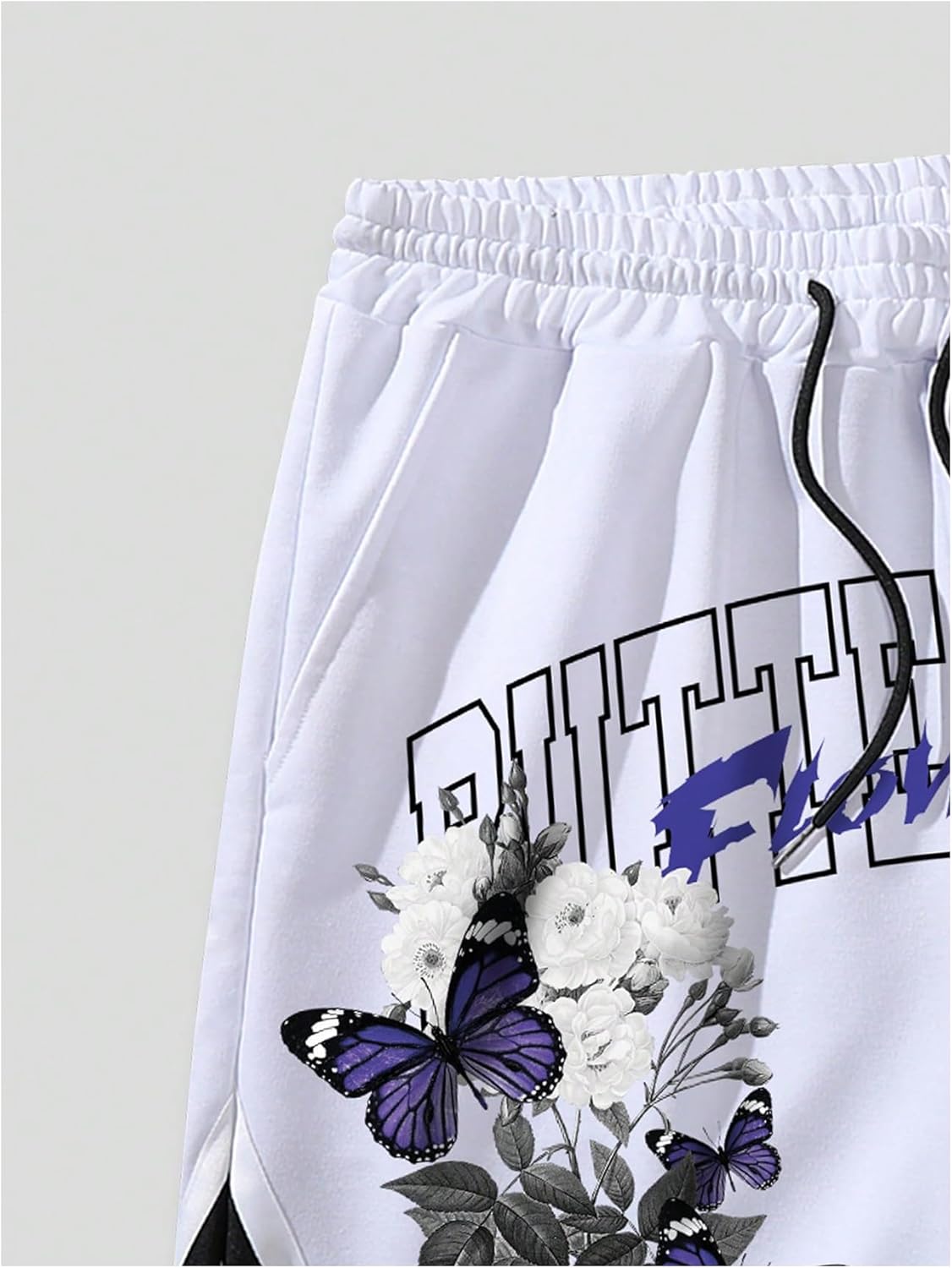 Men's Y2K Graphic Basketball Shorts Striped Trim Drawstring Waist Workout Drippy Shorts - Image 3