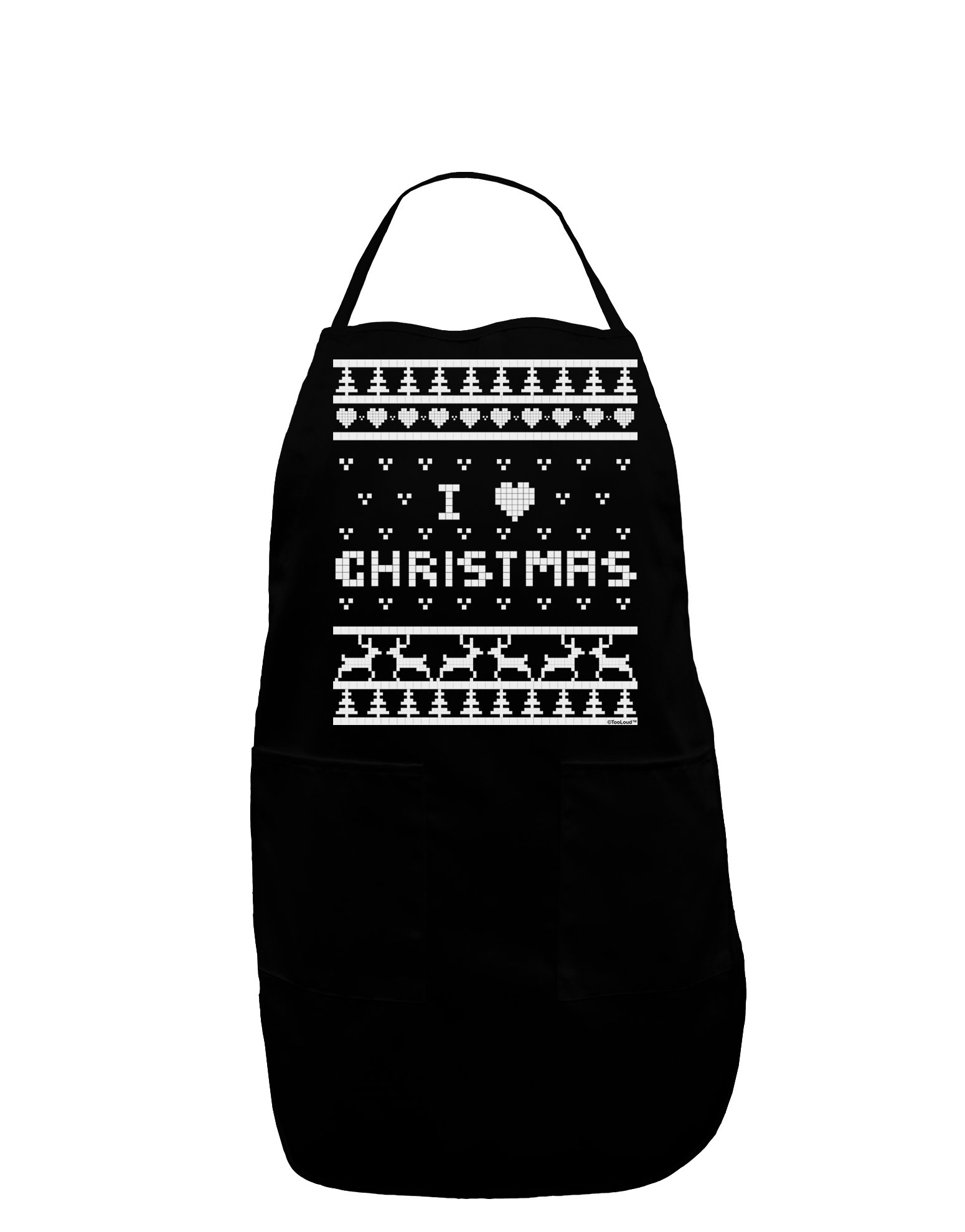 TOOLOUD I Heart Christmas Ugly Christmas Sweater Dark Adult Apron - Black - One-Size