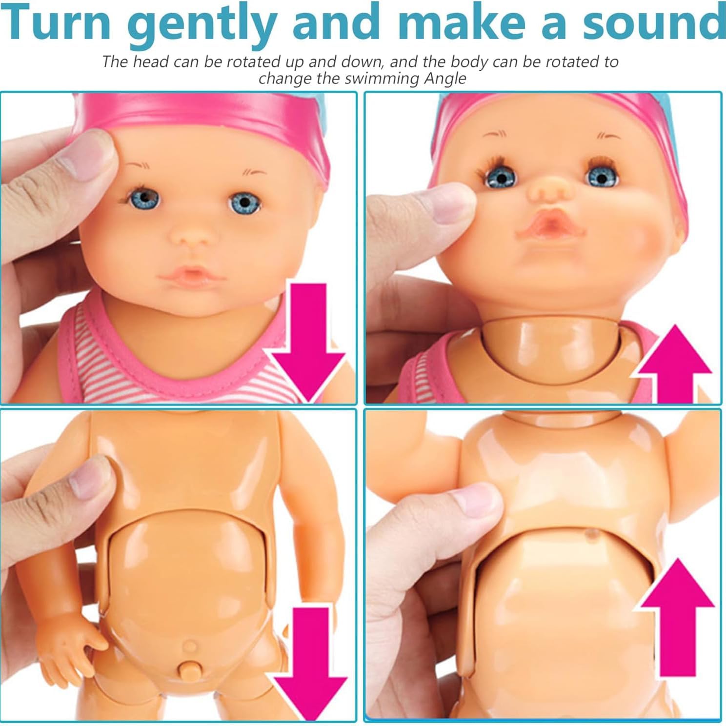 Swimming Baby Doll for Pool, Baby Doll that Swims in Water, Waterproof Swimmer Dolls, Cute Realistic for Pool Bathtub (Color A)