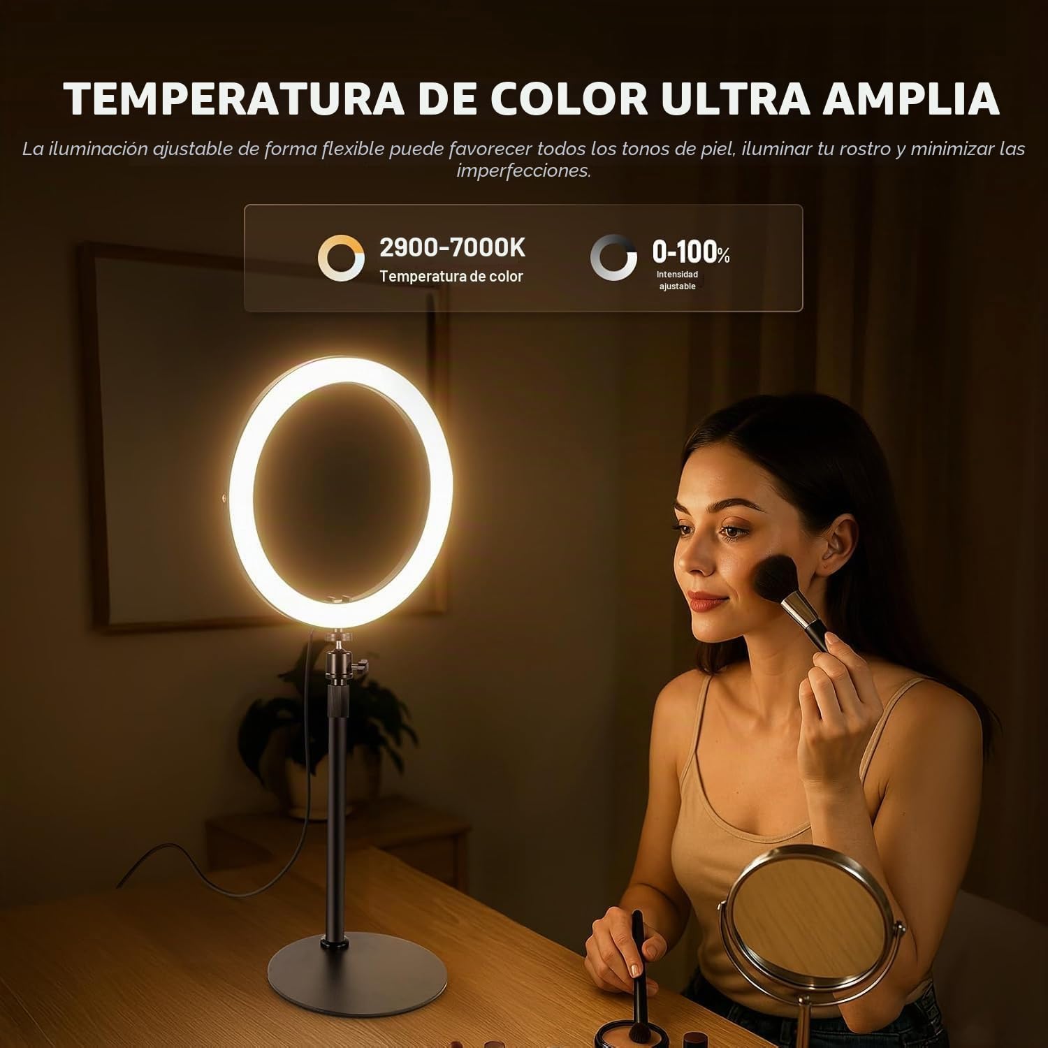 NEEWER 12" Ring Light de Mesa de Alta Potencia 24 W con Soporte/Soporte para teléfono, luz Selfie videoconferencias LED para iPhone Streaming Maquillaje Vlog Video Laptop Computer Webcam Zoom Call