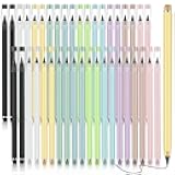 Marsui 40 Pcs Everlasting Pencil Forever Inkless Pencil Eternal with Eraser Aesthetic Reusable for Writing Drawing Home Office School Students Supplies(Multi Colors)