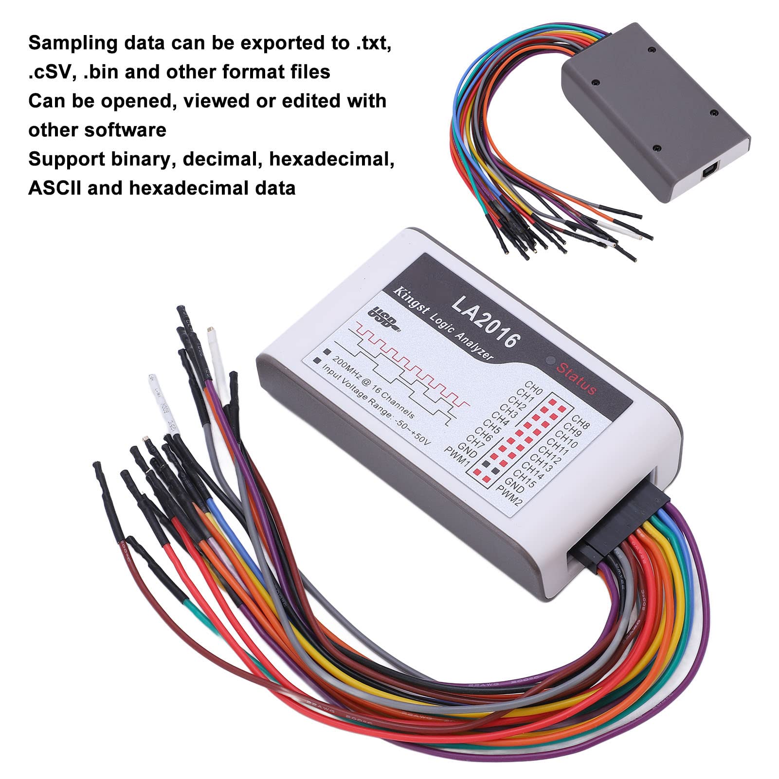 USB Logic Analyzer, Logic Probe USB 16 Kanäle CH0-15 200M Abtastrate -50V Bis +50V Einstellbare Schwelle LA2016