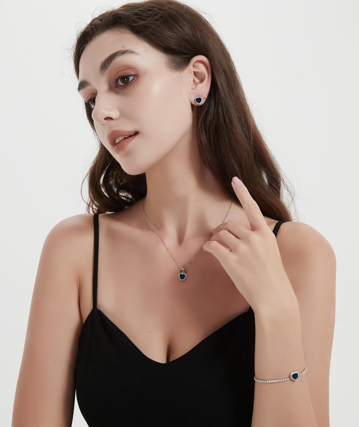 UDYLGOON Valentines Day Gift Cubic Zirconia LOVE Heart Jewelry Set Earrings Necklace Bracelet Set for Women Wedding Party Anniversary Birthday - Image 2