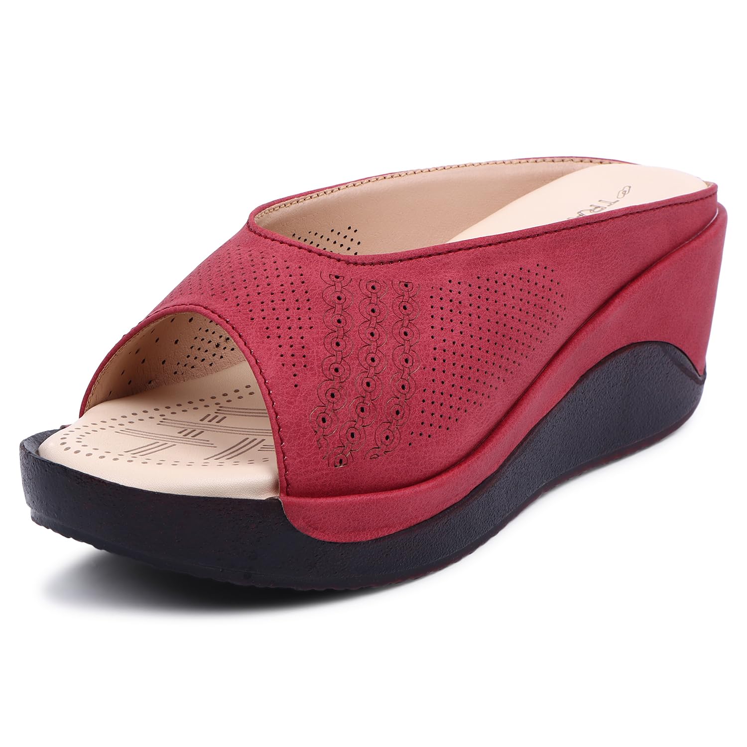 TRASE Womens Fashion Sandals | Faux Leather Comfortable and Stylish Wedges | For Casual Wear & Formal Wear Occasions 2 inches Heel | For Women & Girls-Cherry 6 UK (B08HX9R7LK) Amazon Price History, Amazon Price Tracker