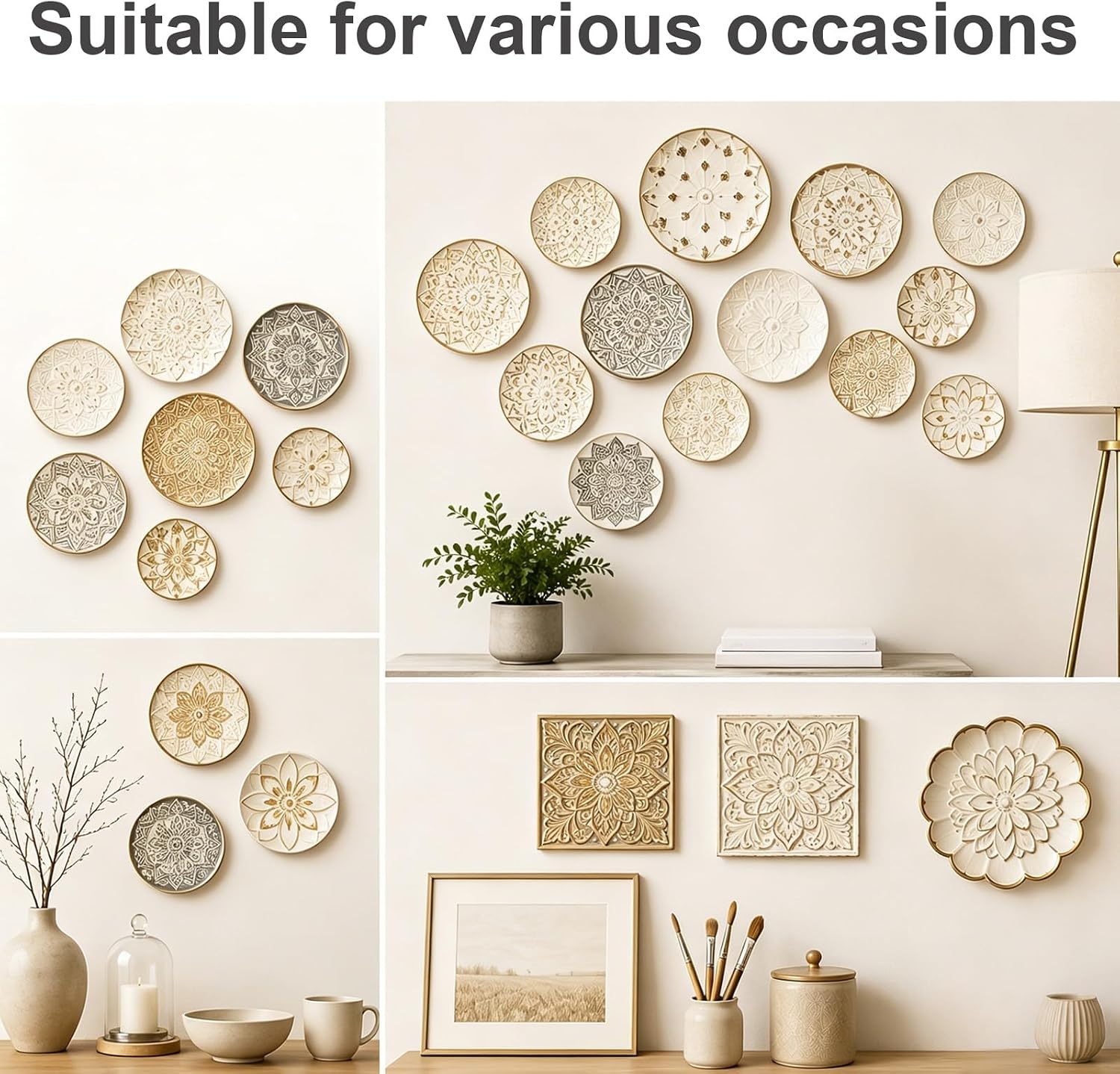 20 Pcs Plate Hangers for The Wall 4/6/8/10/12 Inch Invisible Wall Plate Hangers Large PlateWall Holders with 25Pcs Invisible Nails and 80 Pcs Rubber Protective Sleeve for WallDecor