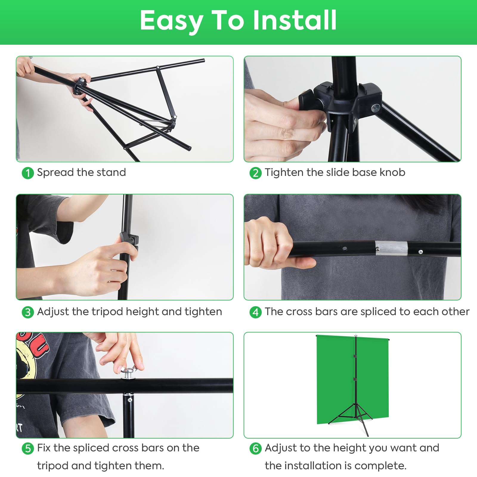Sfondo verde e blu con supporto, 2 in 1, 2 x 1,5 m, kit di sfondo blu e verde per chroma key, streaming, giochi, servizi fotografici, con borsa per il trasporto e 5 clip