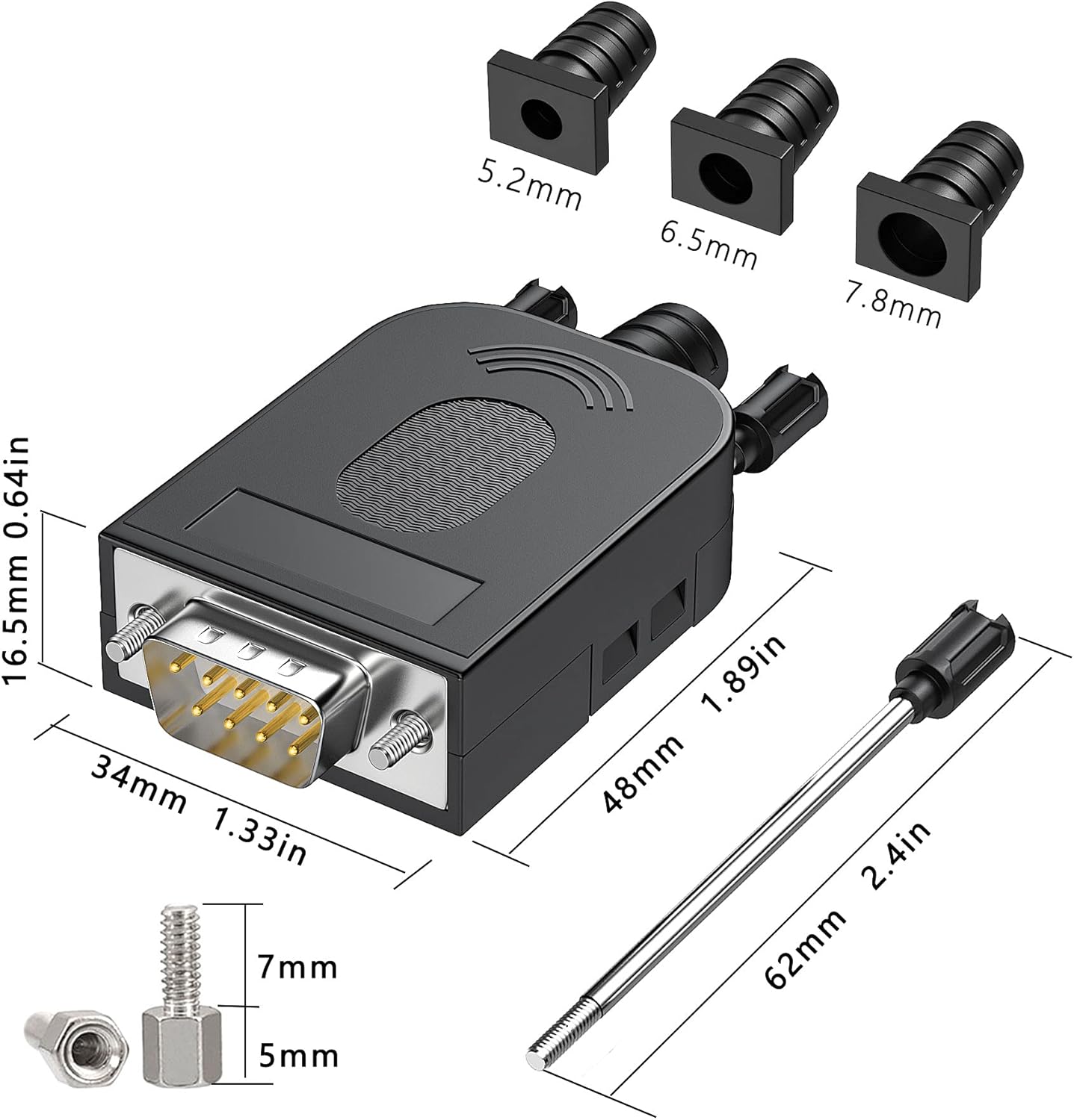 2Packs DB9 Serial Adapters No Soldering Needed. D-SUB 9-pin RS232 RS485 Adapter to Terminal Connector Signal Module with Bolts Nuts and Screwdriver (1PCS Male+1PCS Female)