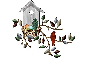 Peryiter Birds Wall Decor Metal Wall Art Tree with Birdhouse