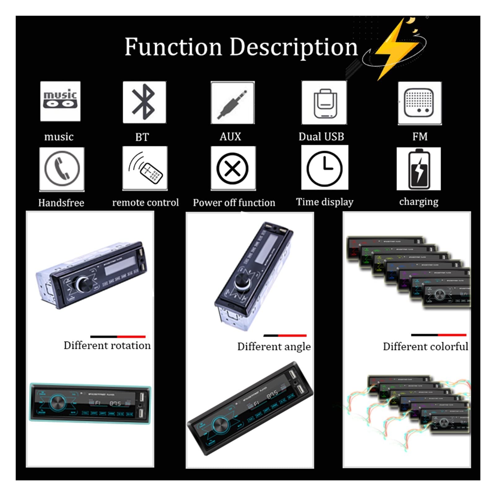 Car Radio 1 Din Stereo Receiver Mp3 Player 4.0 Bluetooth Dual USB FM AUX RCA Zdalny USB M10 Memory Card U Disk Przenośny