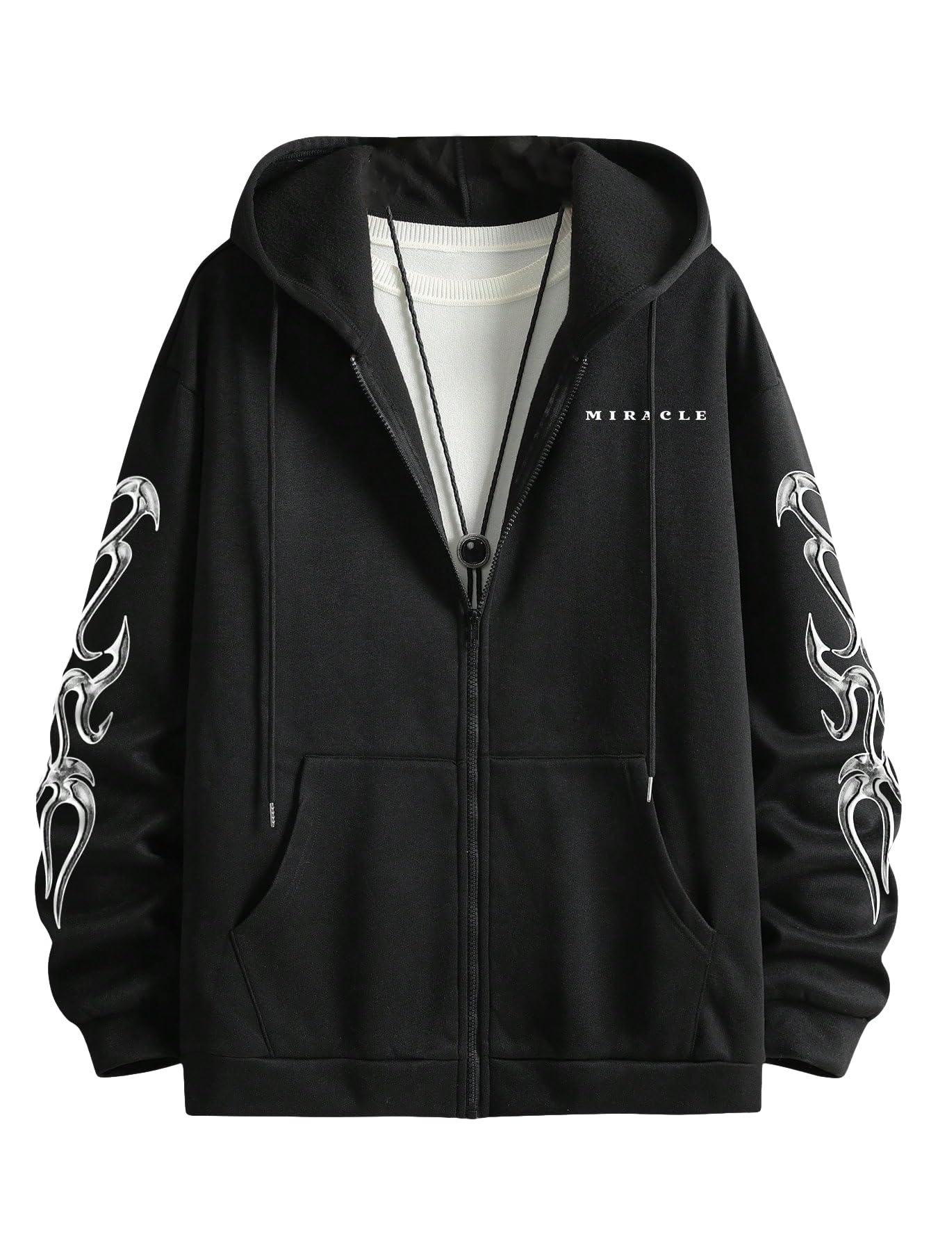 GORGLITTER Men's Y2K Graphic Zip Up Hoodies Streetwear Designer