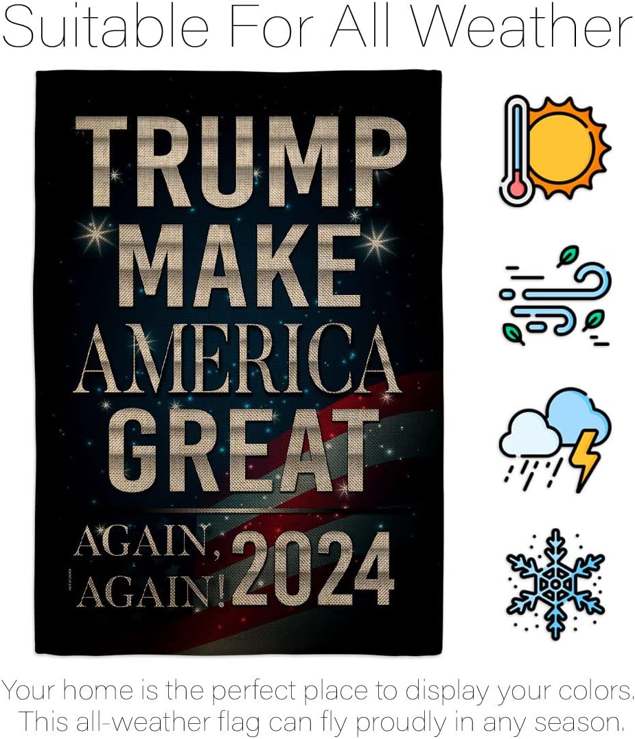 Trump Flag Make America Again 2024 Burlap Garden Flag-Patriotic Vote President Democrat Republican Tea Party United State American Election House Banner Small Yard Gift Double-Sided, Made in USA