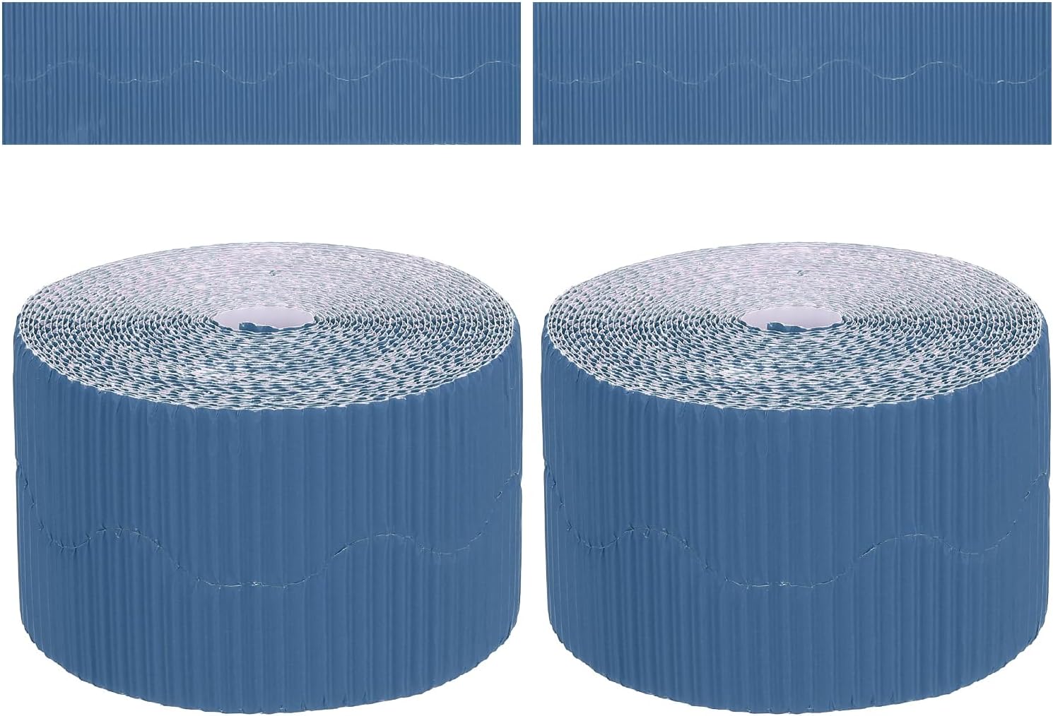 PATIKIL 3.9inch x 164ft Bulletin Board Border, Scalloped Trim Paper Corrugated Decorate Border for Locker Classroom Decor Black White Cork Poster Boards, Navy Blue (1.3mm)