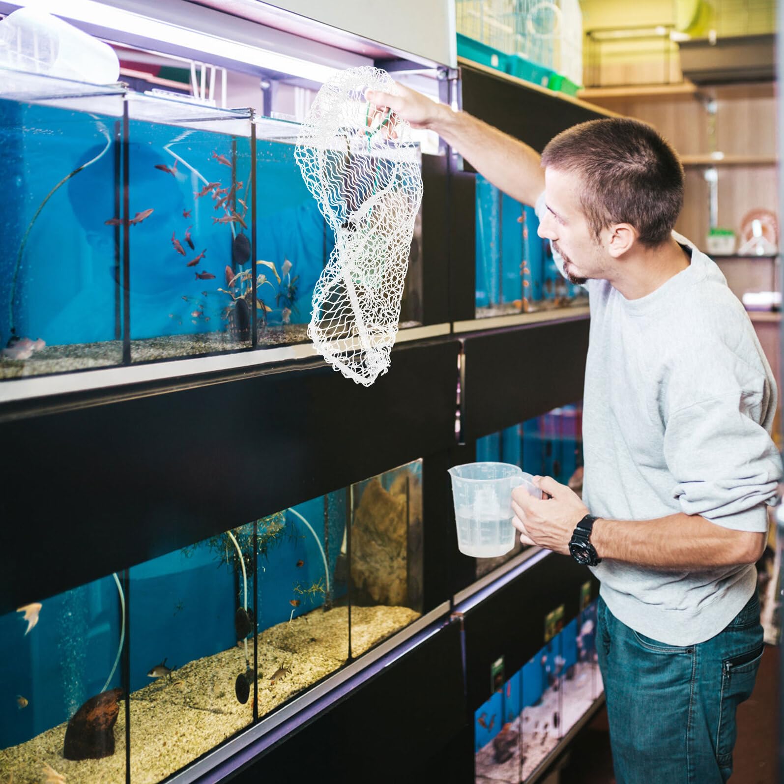 Rete in Nylon per Acquario 35x50 Cm Antiscivolo Copertura Rete Anti-salto per Tartarughe e Pesci Flusso D’aria Ottimale e Installazione Semplice per Uso Interno