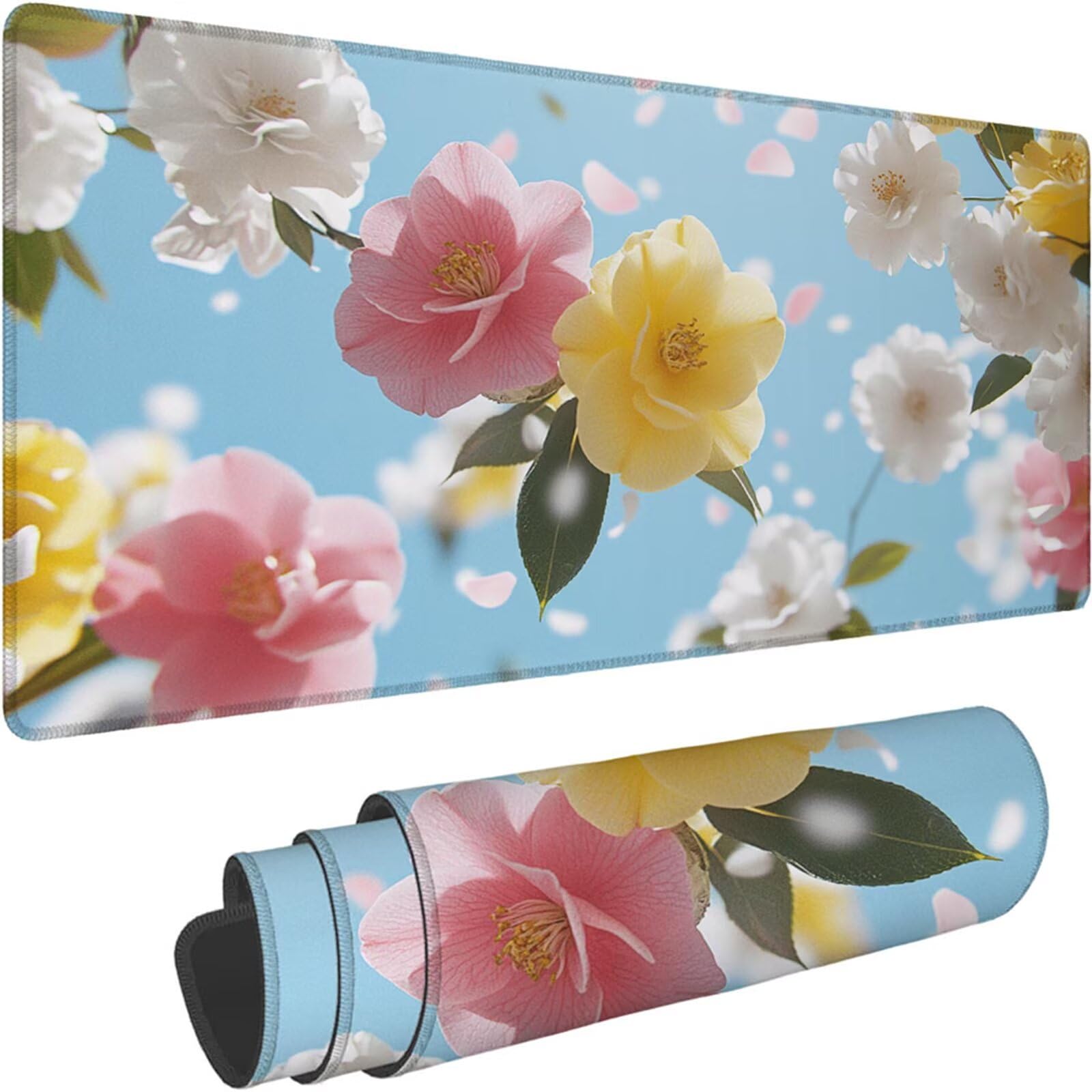 Gamingowa podkładka pod mysz 1200 x 600 x 3 mm, XXL, wodoszczelna, odporna na ścieranie, z przyszytymi krawędziami, niebieska, podkładka na biurko, poprawia prędkość i precyzję pod laptopa, komputer