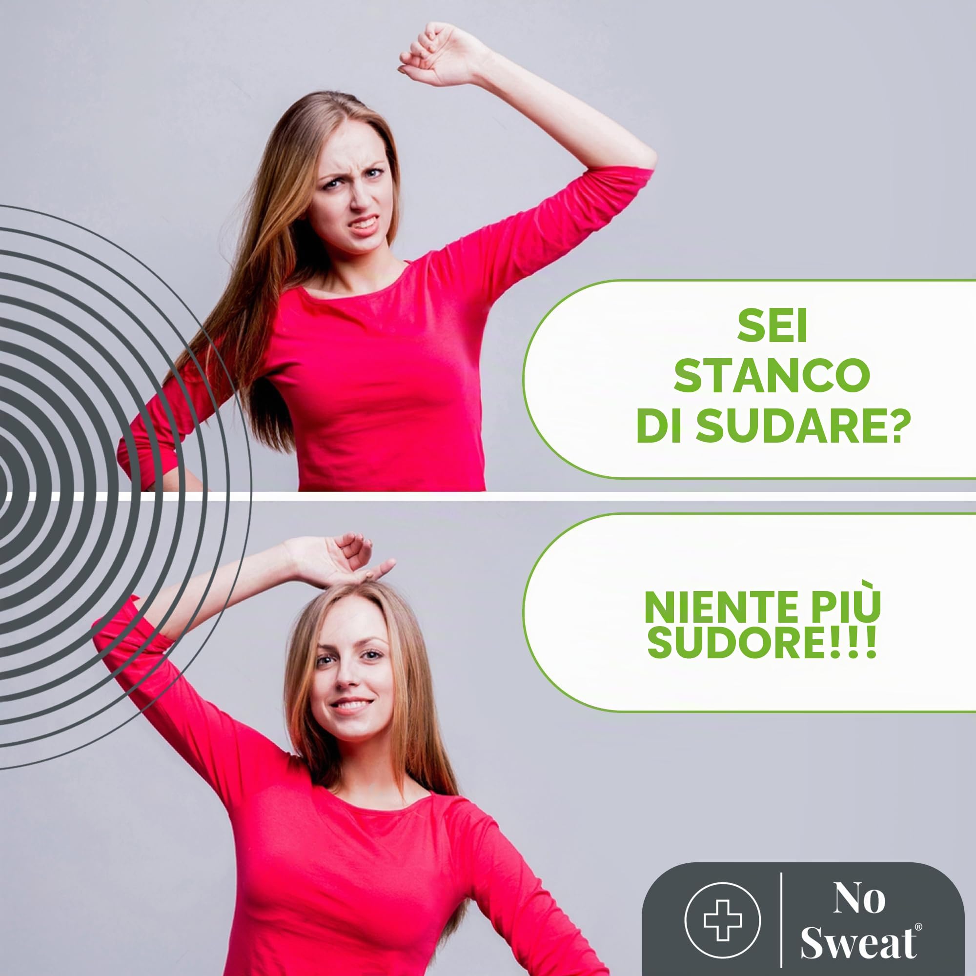 NO SWEAT Massima forza, potente deodorante per il trattamento di sudorazione eccessiva e iperidrosi, dura fino a 7 giorni -50 ml)