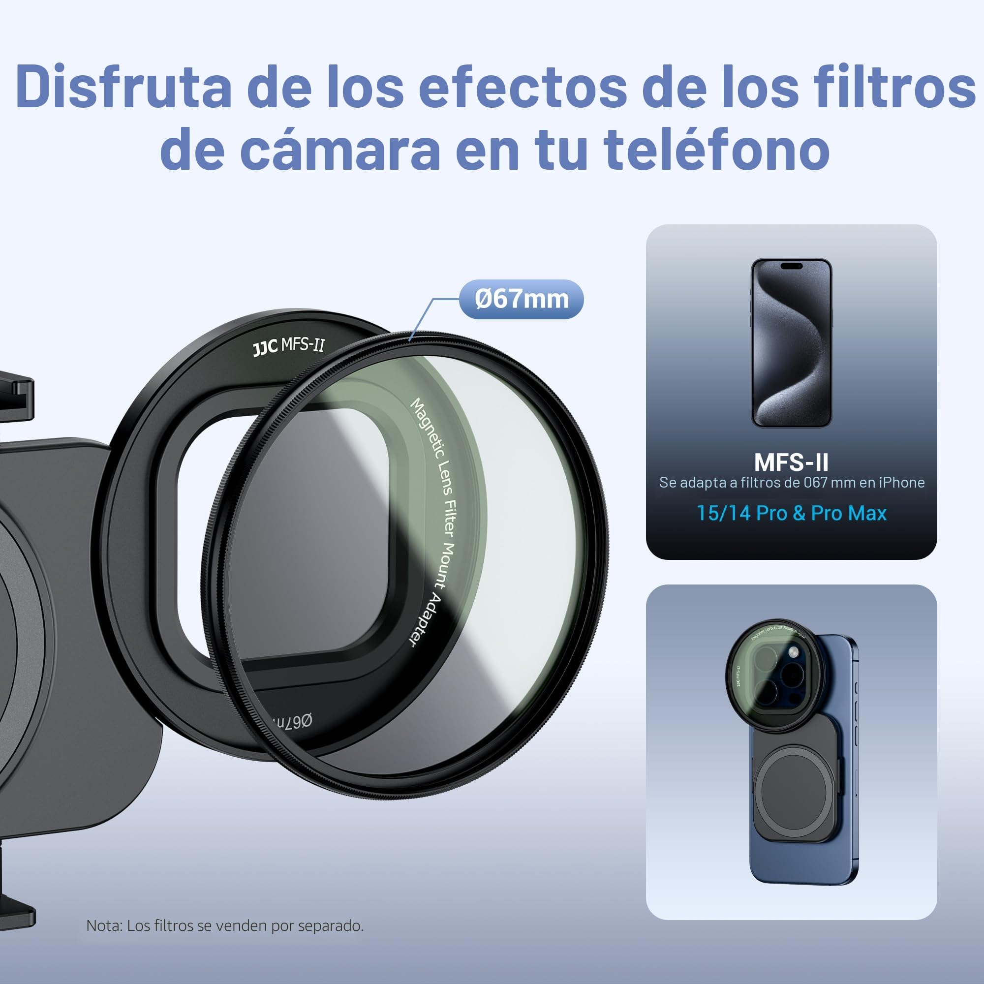 JJC Adaptador magnético de Filtro de teléfono para iPhone 17, 17 Pro MAX/Pro/Plus, 16, 16 Pro MAX/Pro/Plus, 15, 15 Pro MAX/Pro/Plus, 14, 14 Pro MAX/Pro/Plus - Montaje de Filtro de 67 mm | Para 16/15/14 Pro Max, 16/15/14 Pro, 16/15/14 Plus, 16/15/14 - Tríp