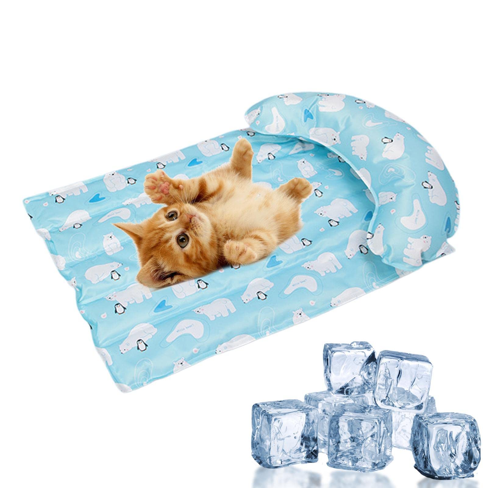 Mata ch?odz?ca dla zwierz?t,Dog Cool Pad Cooling Mat | Samoch?odz?ca podk?adka ch?odz?ca z kreskówek, niezb?dnik dla psów i kotów ch?odz?cych w upalne lato Eubeisaqi