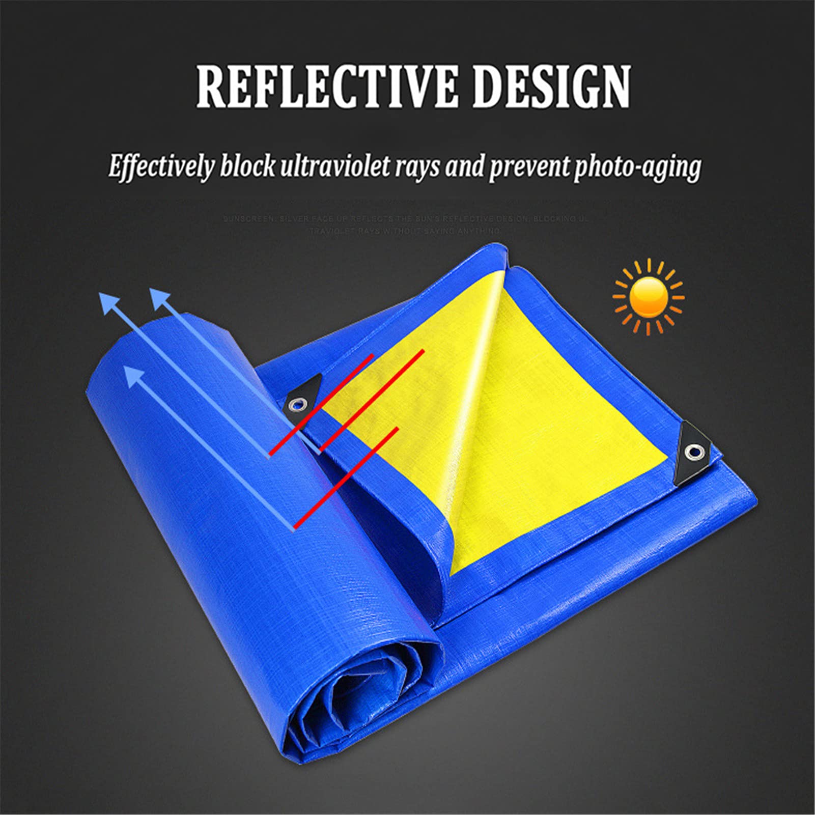 Bâche de Protection, Bâche imperméable 160g/m² avec Oeillets Feuille de bâche PE à usages Multiples pour Camping en Plein air pêche Housse de Meubles de Jardin,6x7m/19.68x22.96ft