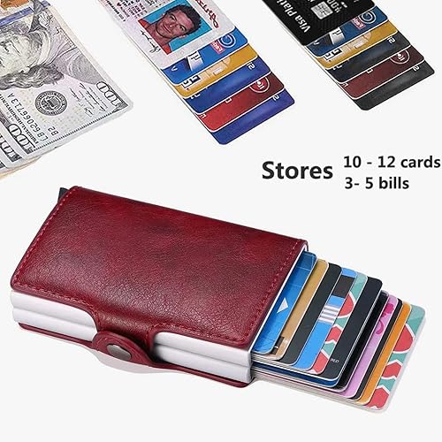 Miniatura 3 de Tarjetero para hombre, tarjetero delgado para tarjetas de crédito, bolsillo frontal, antirrobo, RFID, autoemergente, para viajes, billeteras