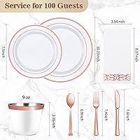 Vista 24 de BESTVIP 175 PCS Gold Dinnerware Set for 25 Guests, Plastic Dinnerware Set for Party, Wedding, Christmas, Halloween, Include: 50 Plastic Plates, 25