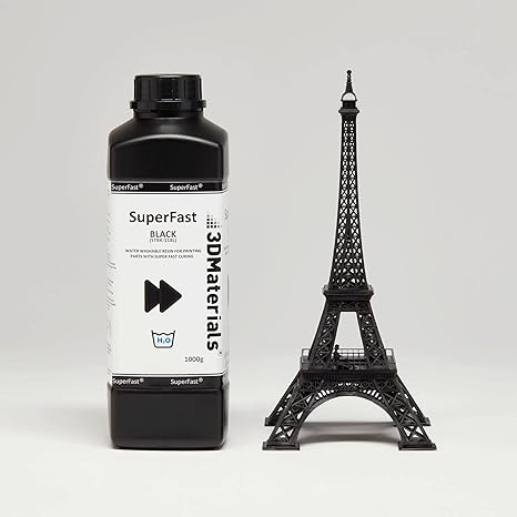 review 3DMaterials New Water Washable Resin SuperFast 1000g Black 0.6 Sec (Mono 50um), 3.0 Sec (LCD 50um), Made in Korea