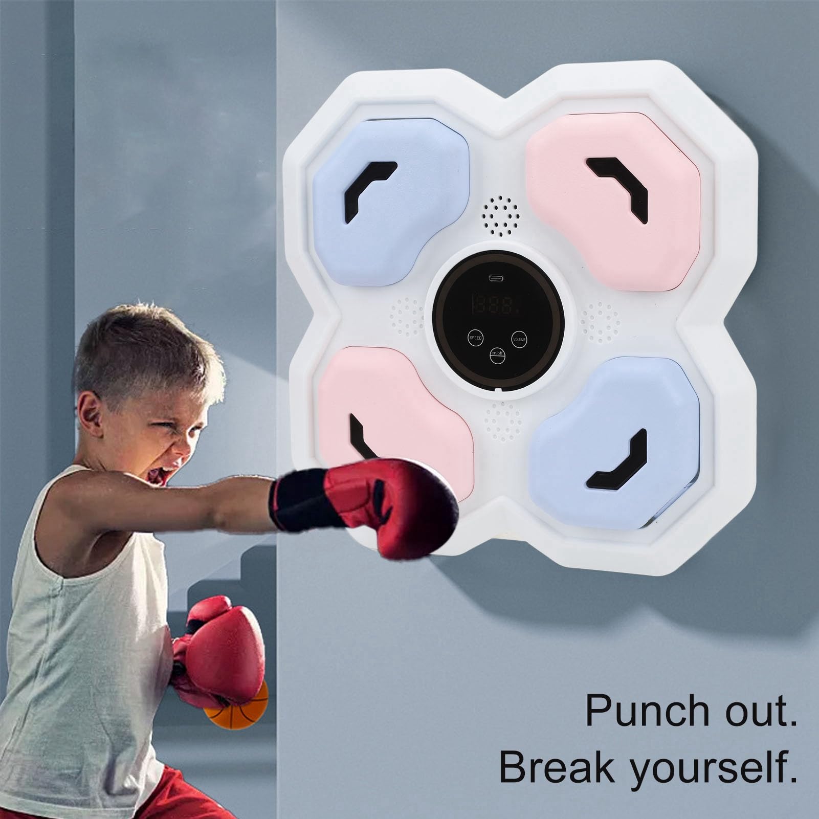 Cryfokt Máquina de Boxeo Musical, Entrenador de Boxeo Inteligente Bluetooth Montado en la Pared, Objetivo de Perforación Electrónico con Sincronización Dinámica de Música, Múltiples Modos de