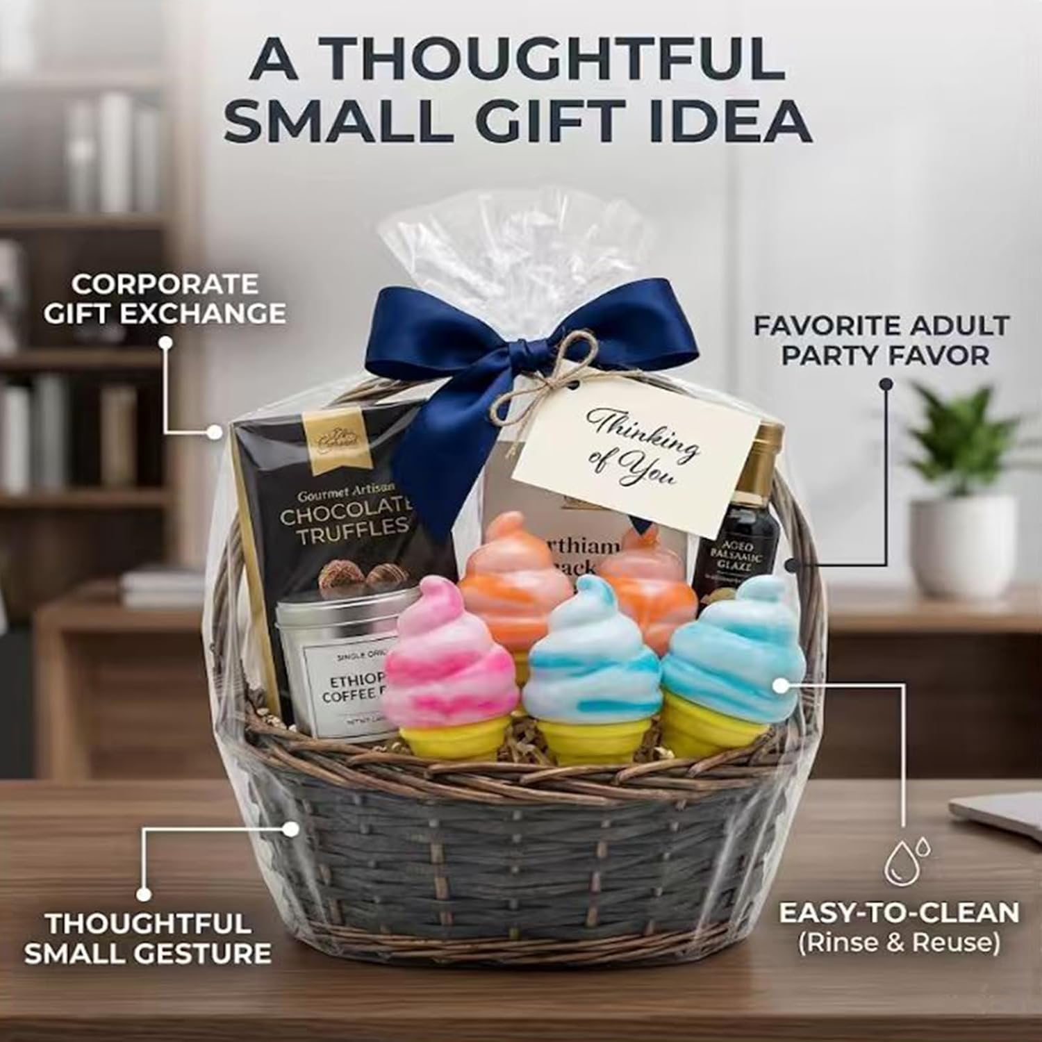 Ice Cream Squeeze Squishy, Slow Rise Sensory Fidget Toy, Sensory Stress, Relief Squishies Soft & Stretchy Fidget Toys for Daily Stress Relief, Desktop Fidgeting, and Thoughtful Small Gifts. (3PC)