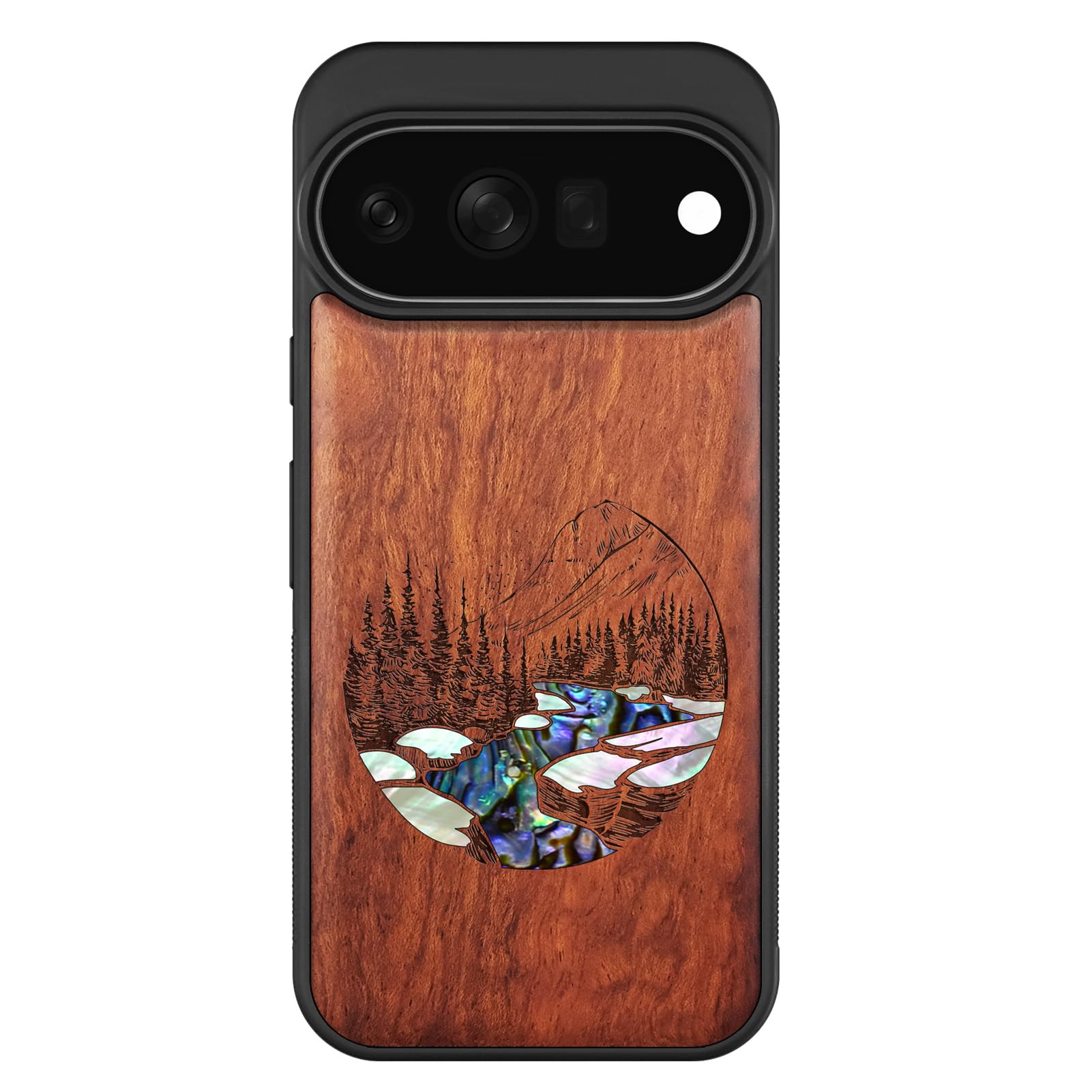 Carveit Madera Funda para Google Pixel 11 Pro (Rosa-Paisaje)