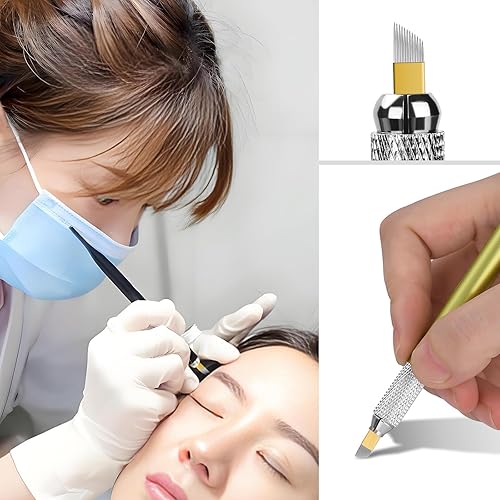 Miniatura 6 de ATOMUS Microblading Agujas 12 Pin 50pcs Maquillaje Permanente Tatuaje Microblading Cuchillas 12 Agujas para Suministros Microblading/Pluma